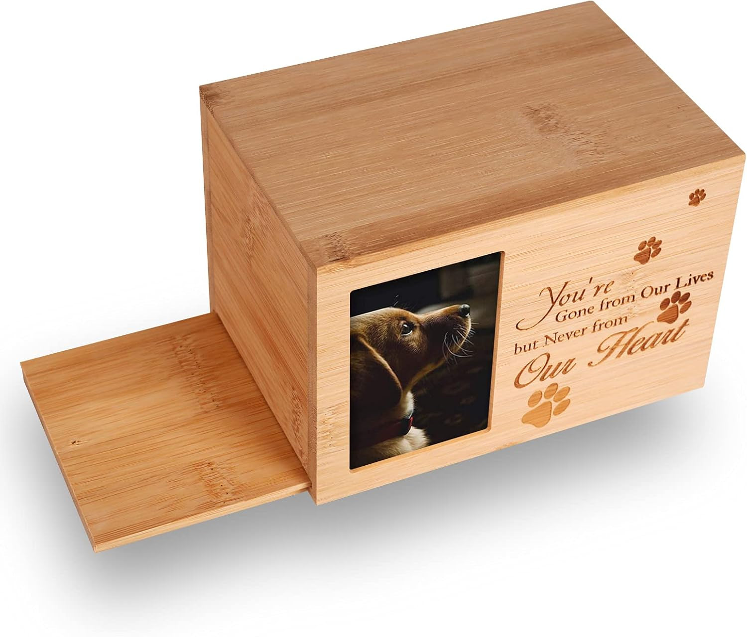 Burly Wood Keepsake Urns for pets Ashes with Photo Box Pet Cremation Urn to add a picture