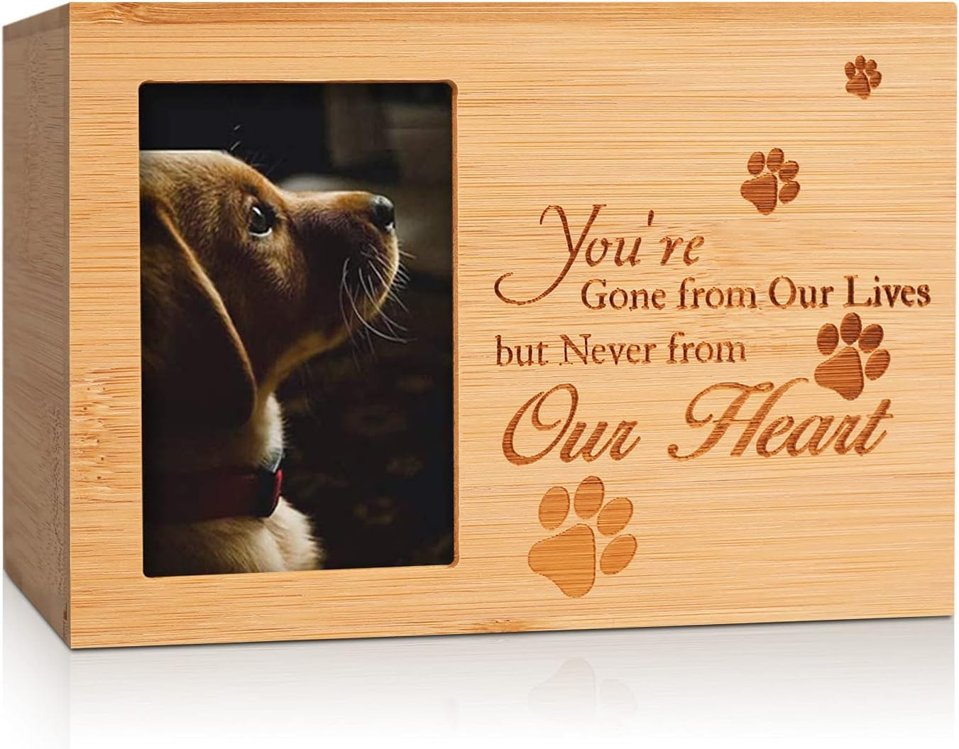 Burly Wood Keepsake Urns for pets Ashes with Photo Box Pet Cremation Urn to add a picture