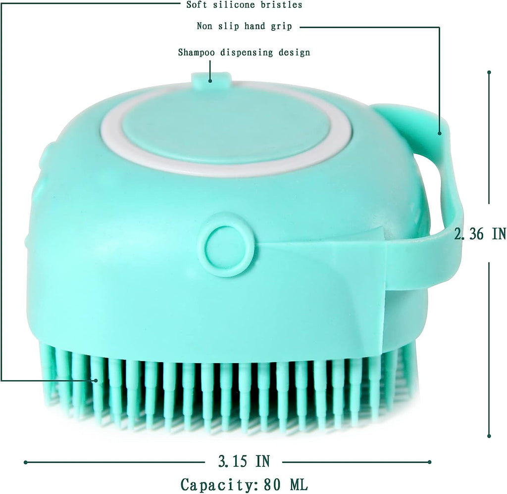 Pet Bath Brush Dog Baths Brush Shampoo Dispenser Soft Silicone Dog Bathing Brushes Dogs Shampoo Brushes Scrubbers for Cats and Dogs Shower Brush Grooming (Blue)